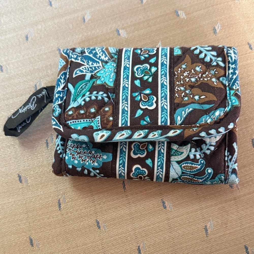 Vera Bradley Teal and Brown Floral Wallet